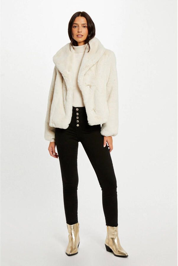 Morgan faux fur jas ecru - Foto 3