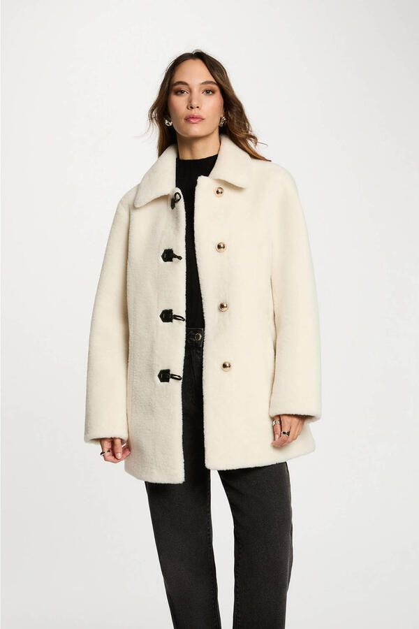 Morgan faux fur jas ecru