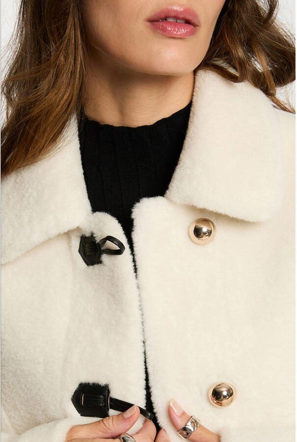 Morgan faux fur jas ecru - Foto 2