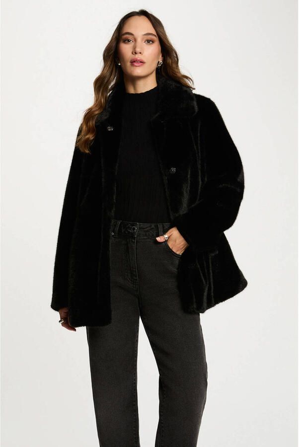 Morgan faux fur jas zwart