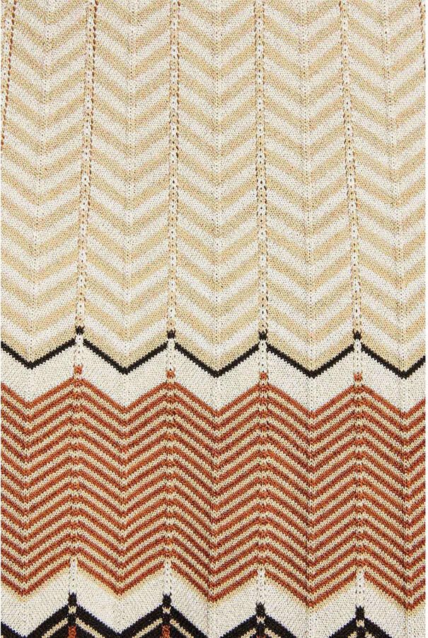 Morgan fijngebreide jurk met grafische print beige - Foto 2
