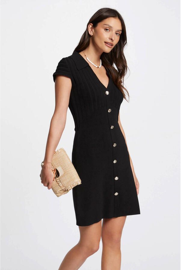 Morgan fijngebreide jurk zwart - Foto 2