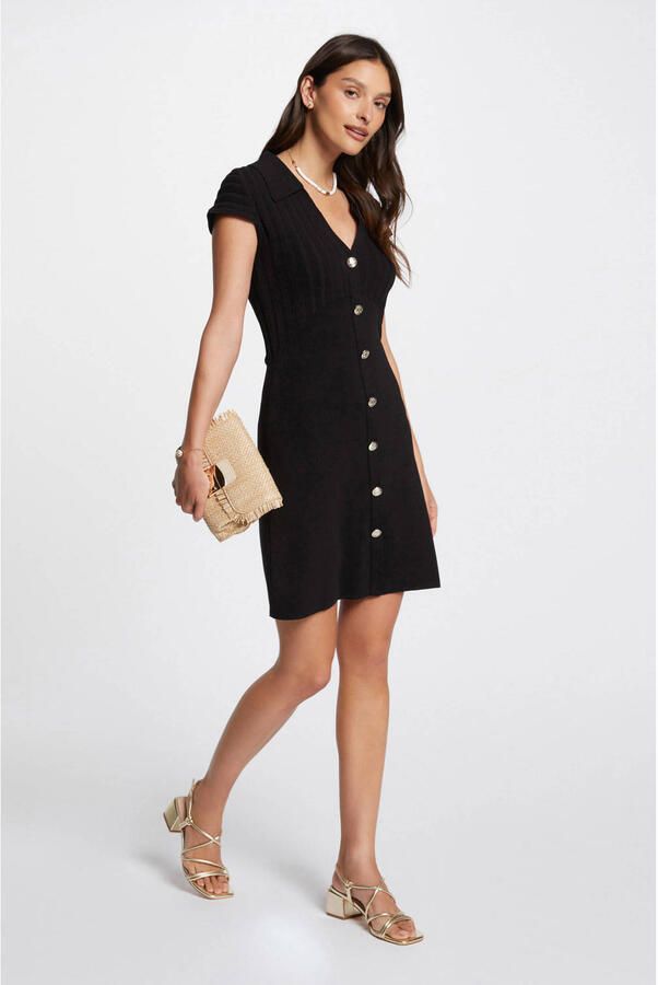 Morgan fijngebreide jurk zwart - Foto 3