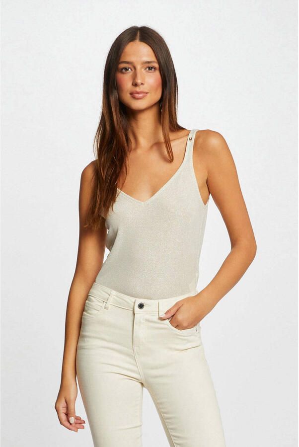 Morgan fijngebreide spaghettitop ecru - Foto 2