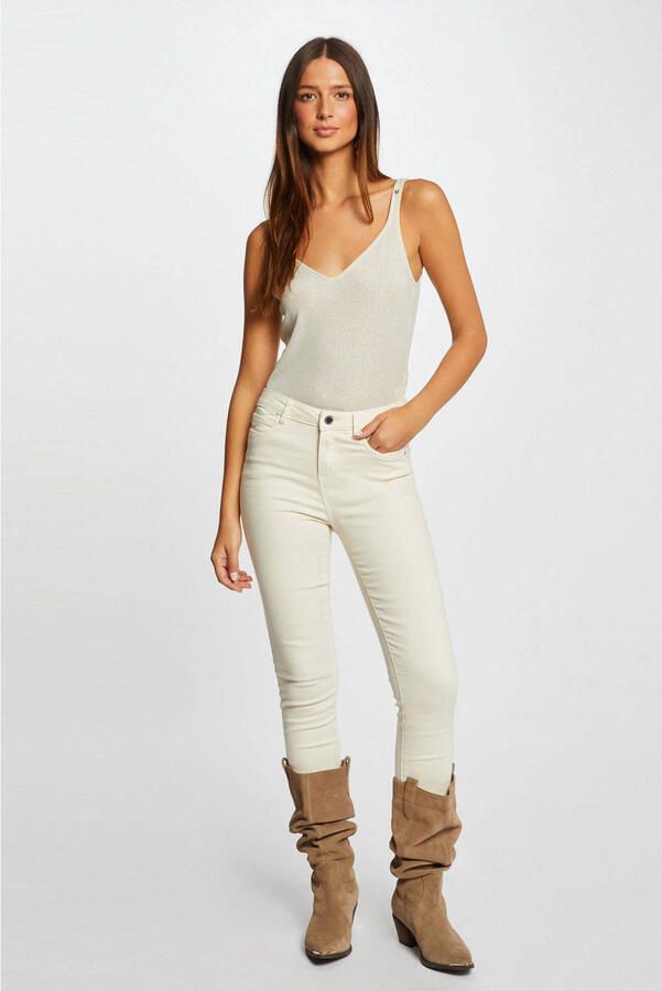 Morgan fijngebreide spaghettitop ecru