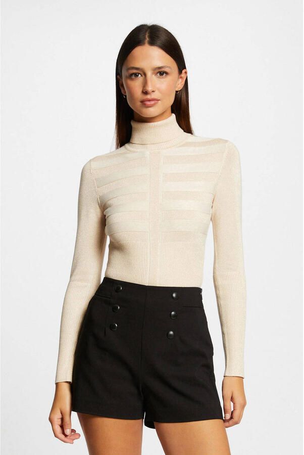 Morgan fijngebreide trui met textuur lichtroze - Foto 2