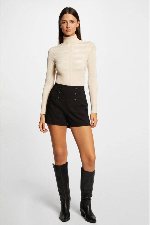 Morgan fijngebreide trui met textuur lichtroze