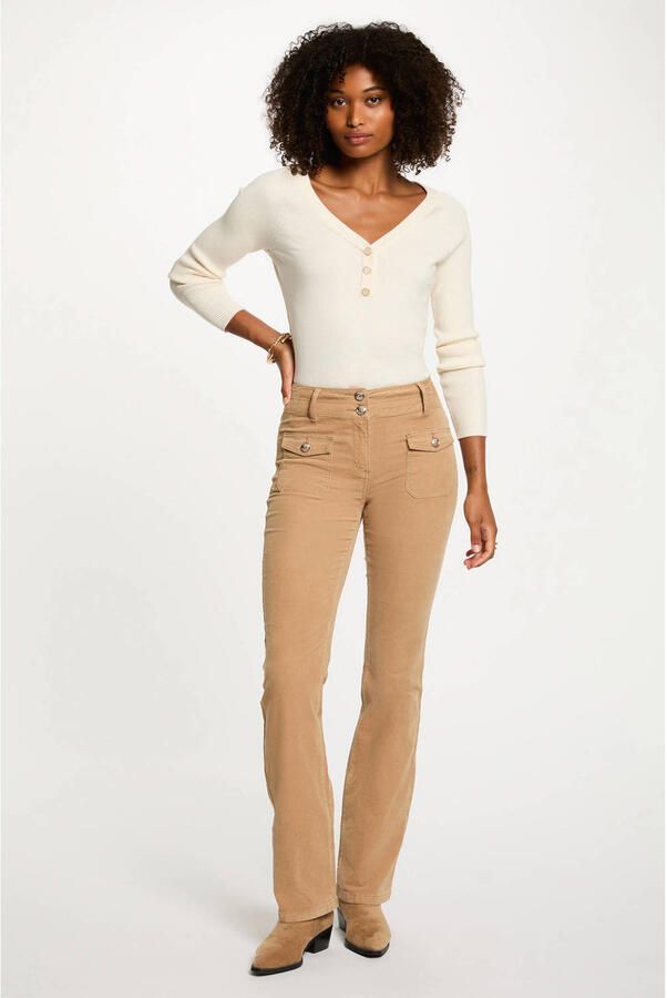 Morgan flared regular waist broek beige - Foto 3
