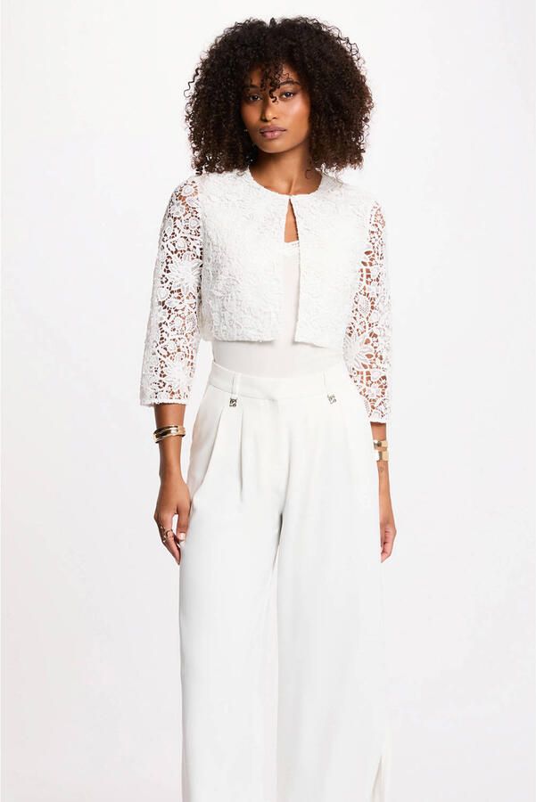 Morgan gebloemde cropped blazer wit