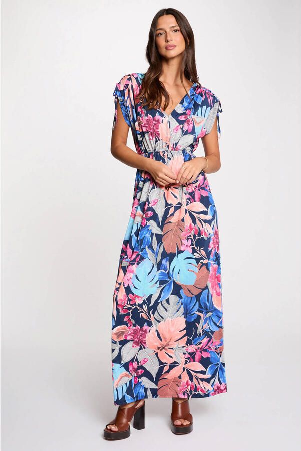 Morgan gebloemde maxi jurk donkerblauw
