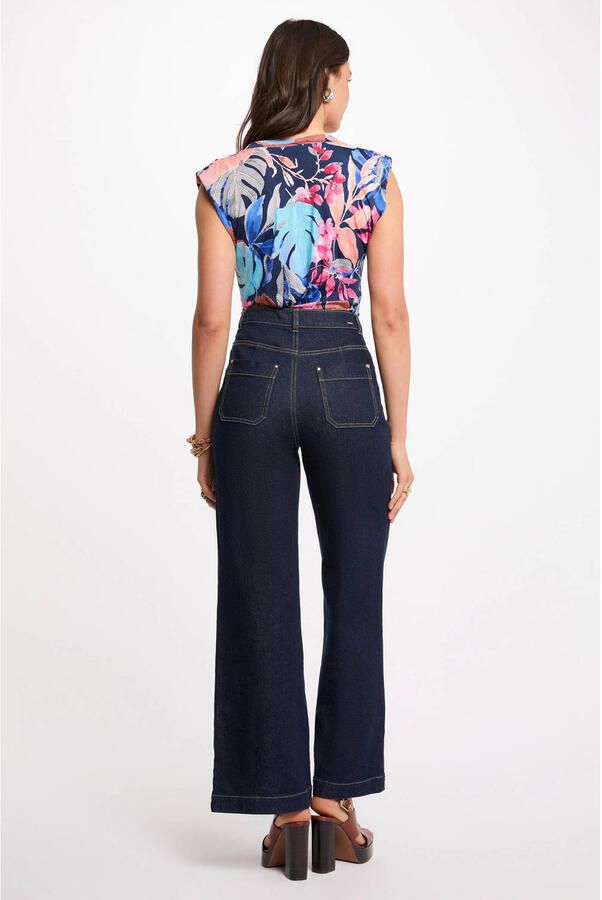 Morgan gebloemde top blauw - Foto 3