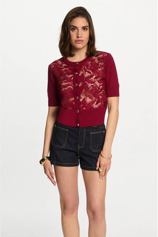 Morgan gebreid vest donkerrood