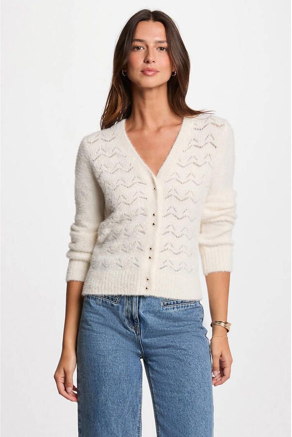 Morgan gebreid vest ecru ajour - Foto 3