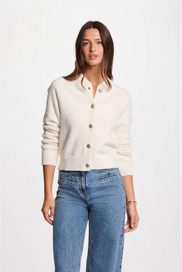 Morgan gebreid vest ecru