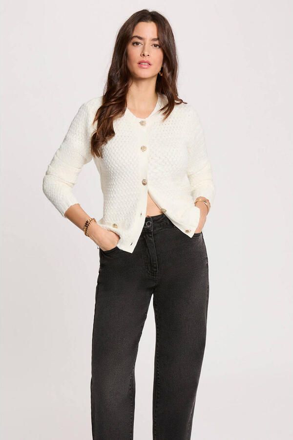 Morgan gebreid vest ecru