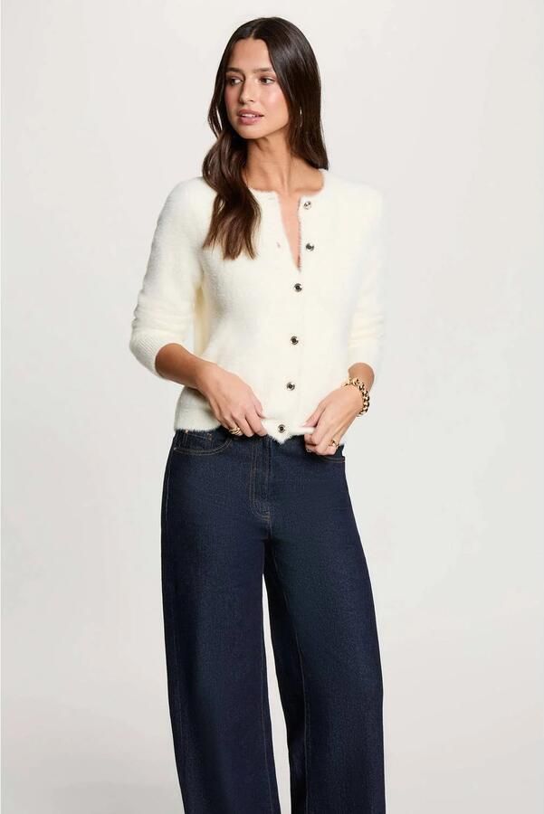 Morgan gebreid vest ecru