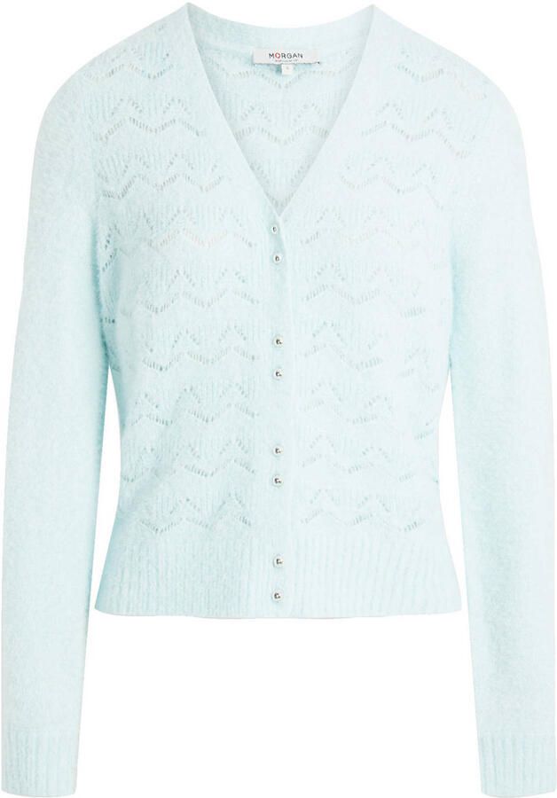 Morgan gebreid vest lichtblauw ajour - Foto 1