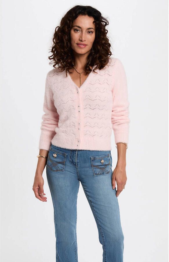 Morgan gebreid vest lichtroze ajour - Foto 3