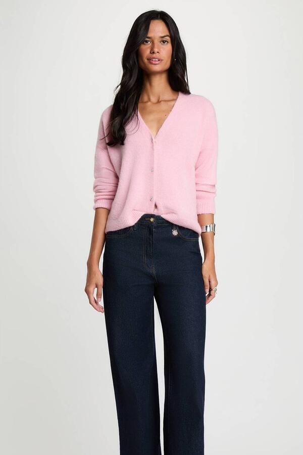 Morgan gebreid vest met wol lichtroze
