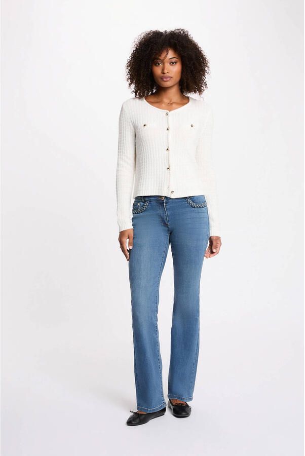 Morgan gebreid vest wit - Foto 3