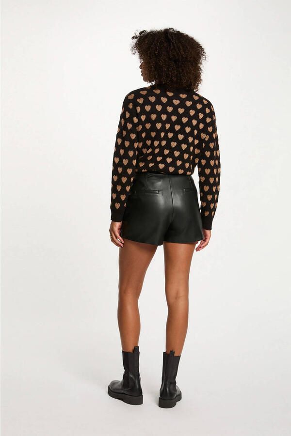 Morgan gebreide trui met wol met hartjes zwart