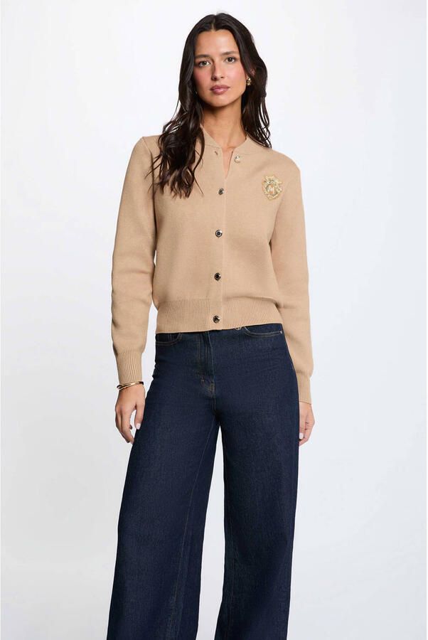 Morgan gebreid vest camel