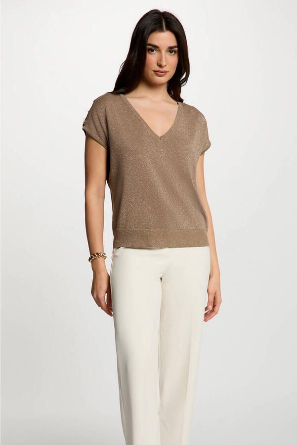 Morgan gemêleerde top met glitters beige