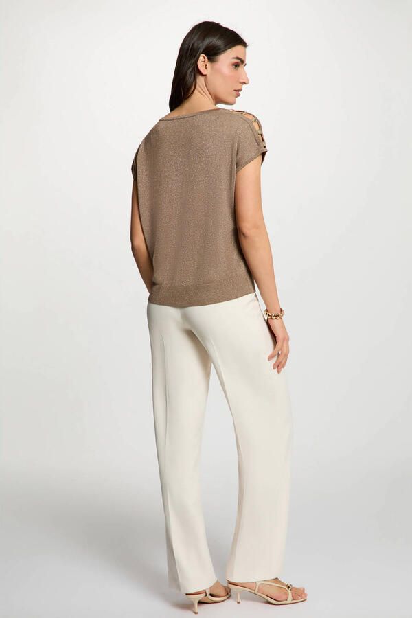 Morgan gemêleerde top met glitters beige - Foto 3