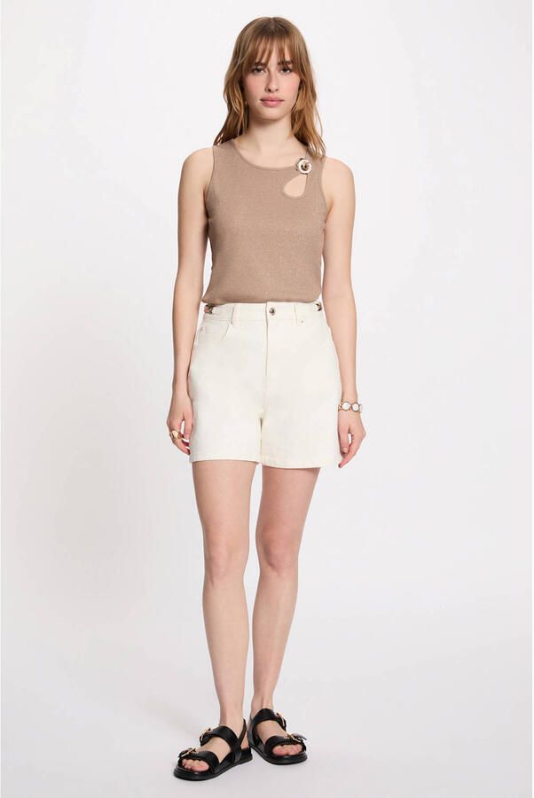 Morgan gemêleerde top met glitters beige - Foto 3
