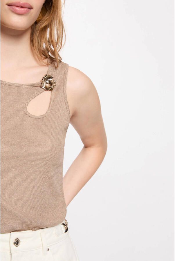 Morgan gemêleerde top met glitters beige - Foto 2
