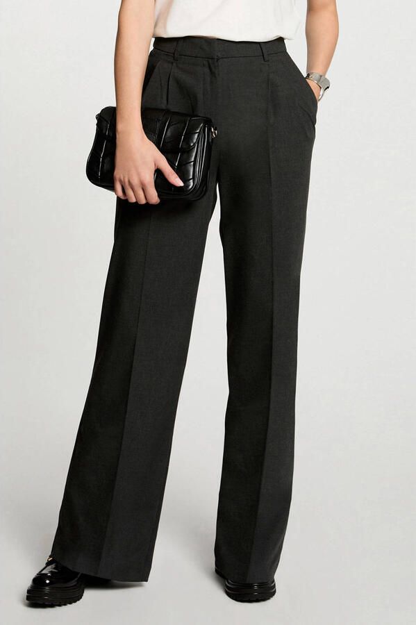Morgan gemêleerde wide leg broek antraciet