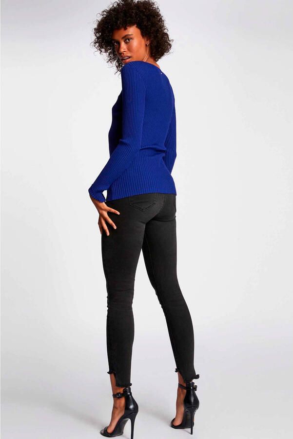 Morgan geribde top met rits blauw - Foto 3