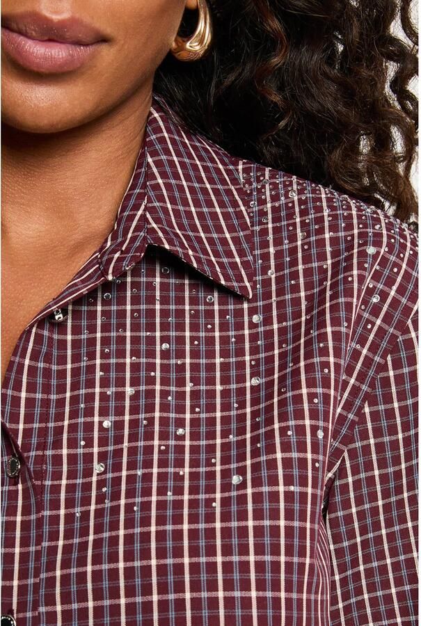 Morgan geruite blouse donkerrood