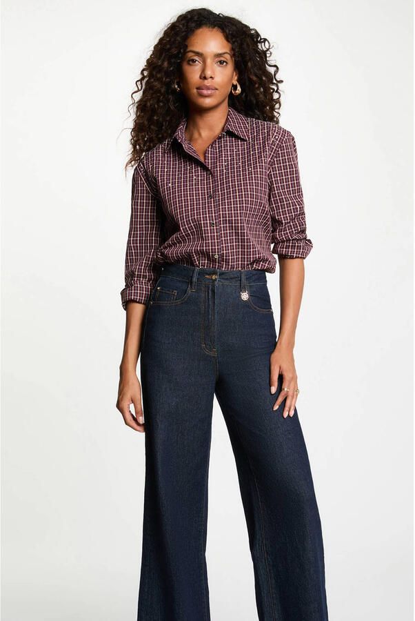 Morgan geruite blouse donkerrood - Foto 2
