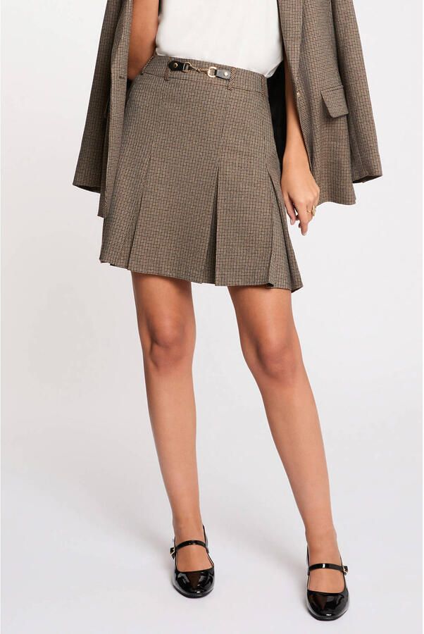 Morgan geruite mini rok bruin