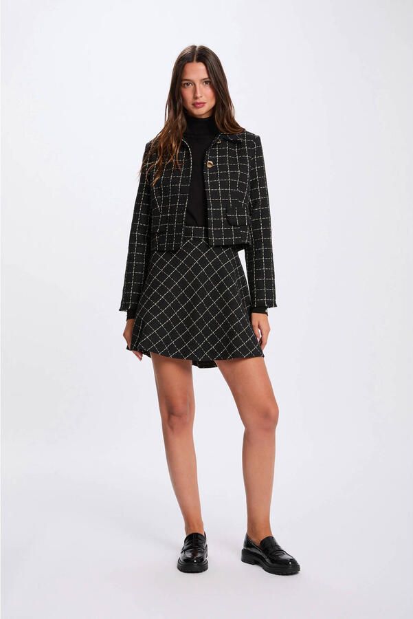Morgan geruite mini rok met glitter zwart - Foto 3