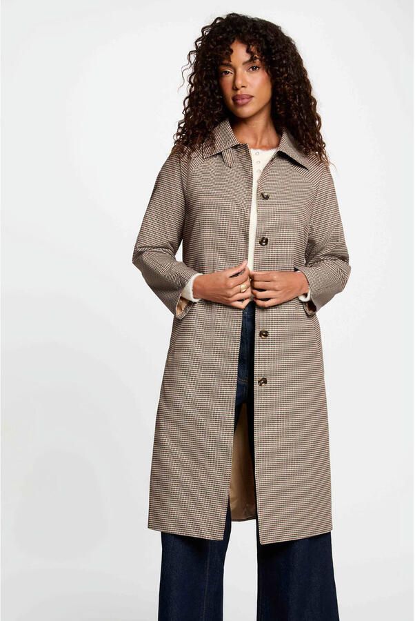 Morgan geruite trenchcoat met ceintuur beige