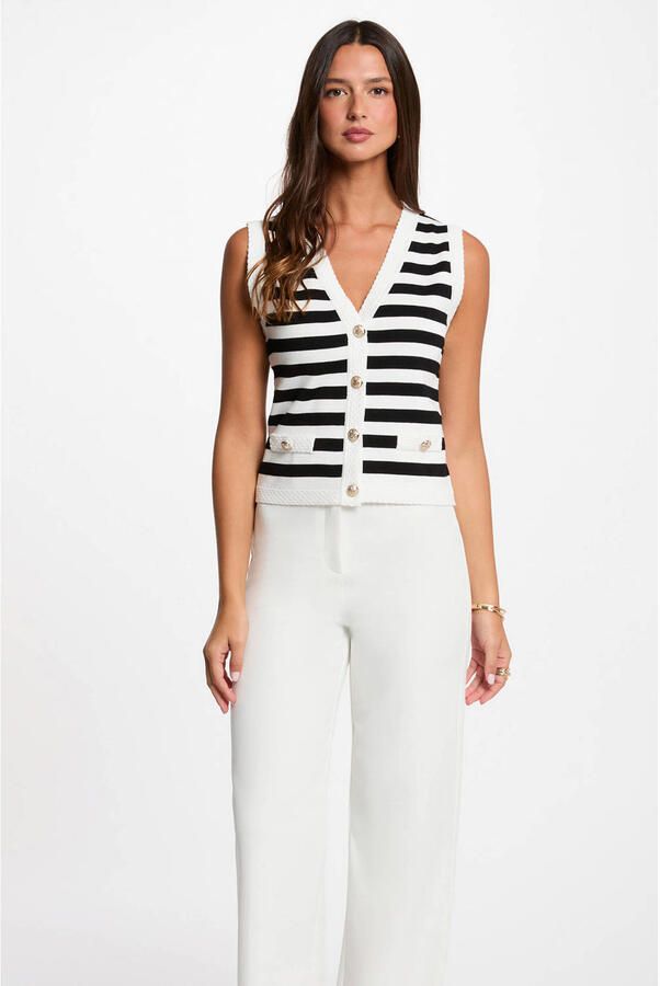 Morgan gestreept gilet wit