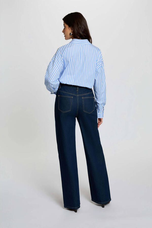Morgan gestreepte blouse blauw broderie - Foto 3