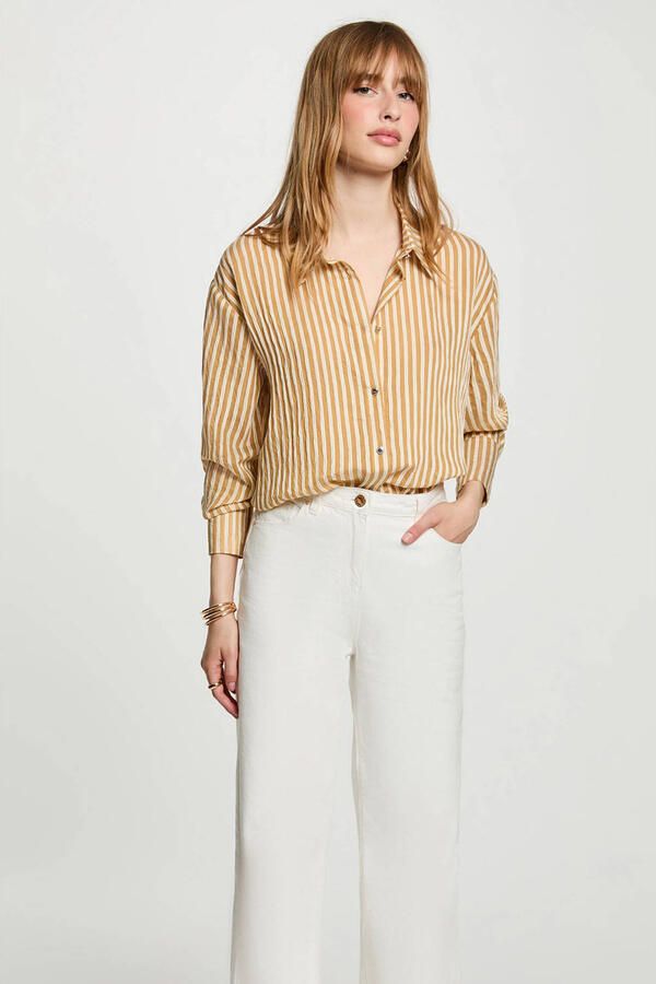 Morgan gestreepte blouse camel