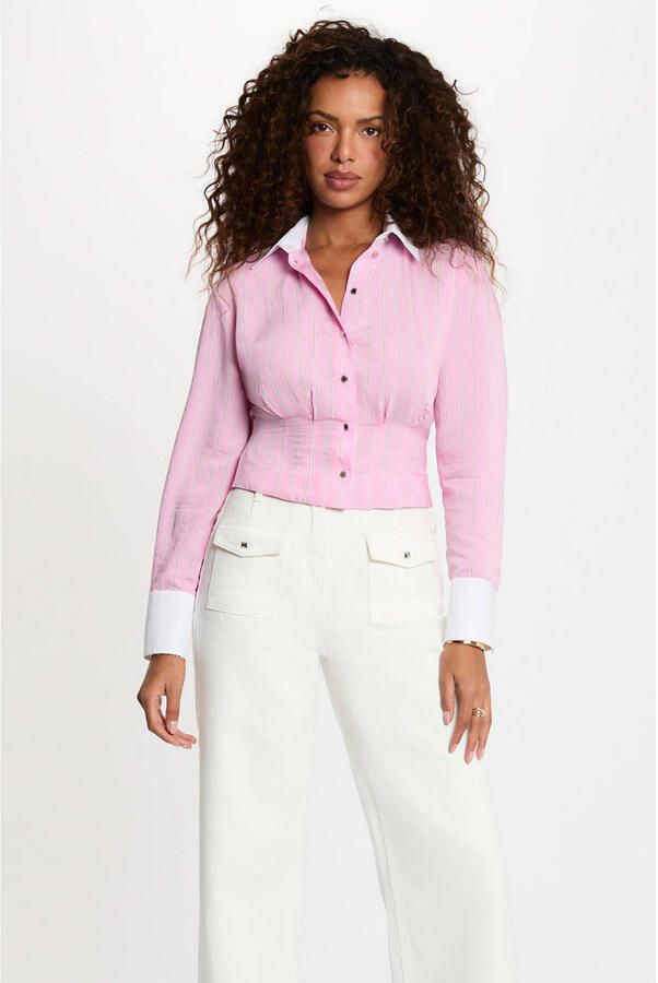 Morgan gestreepte blouse roze