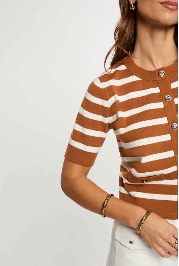 Morgan gestreepte gebreid vest camel - Foto 2