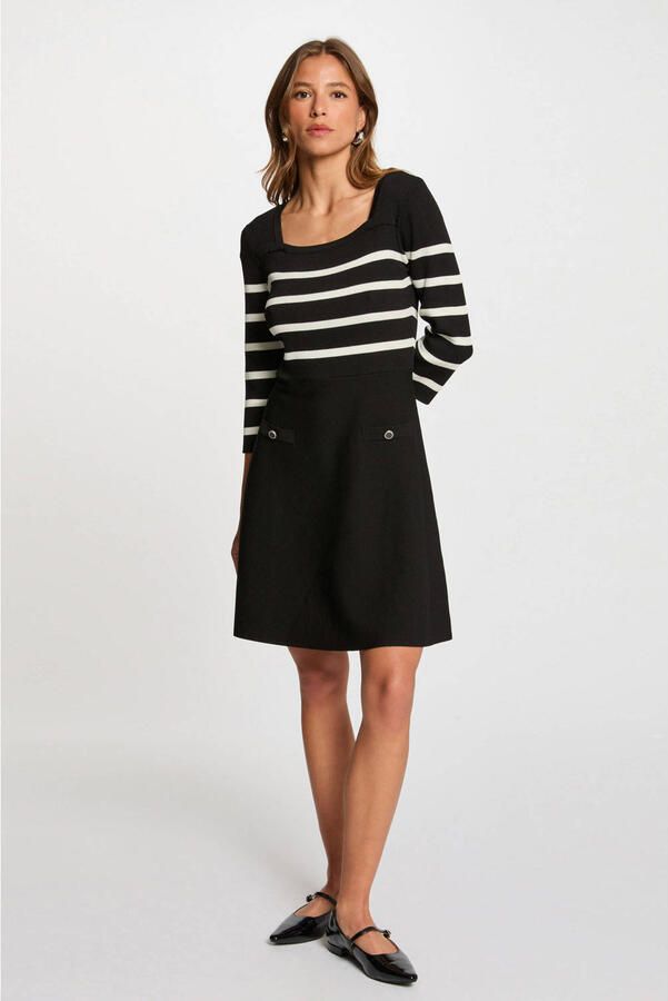 Morgan gestreepte korte jurk zwart - Foto 2
