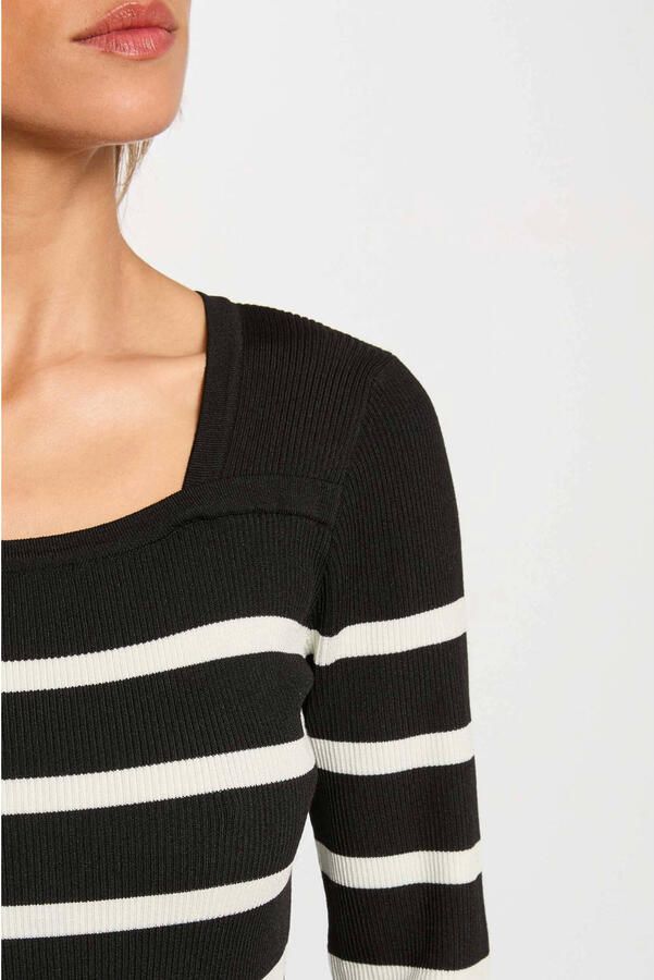 Morgan gestreepte korte jurk zwart