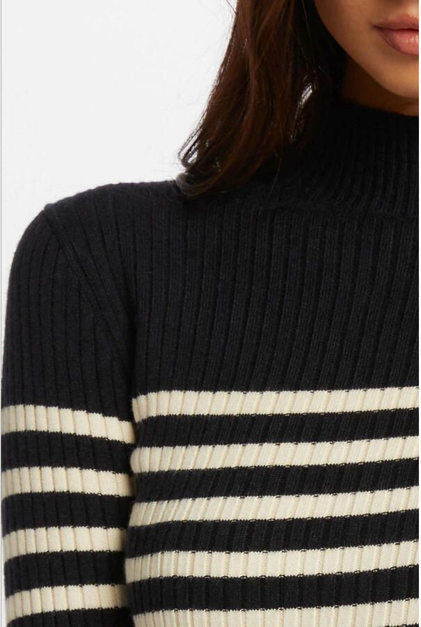 Morgan gestreepte ribgebreide jurk marine ecru - Foto 3