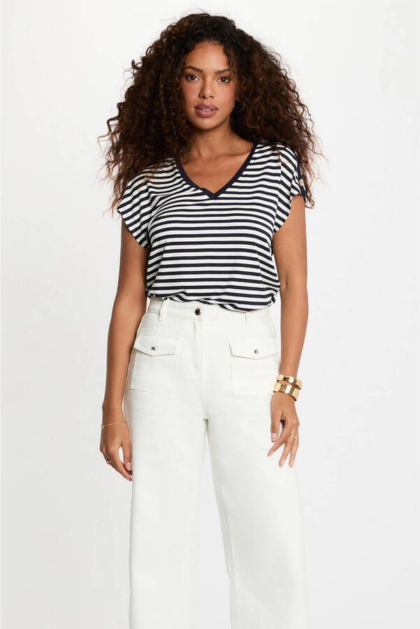 Morgan gestreepte top marineblauw