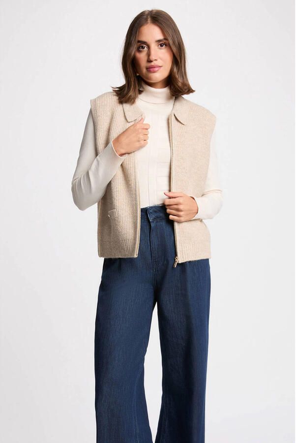 Morgan gilet beige met glitter