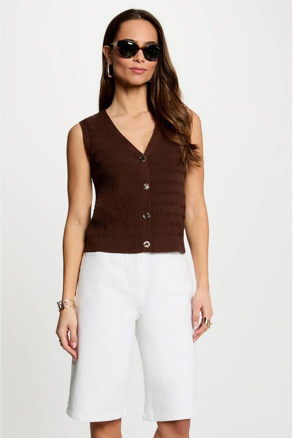 Morgan gilet donkerbruin