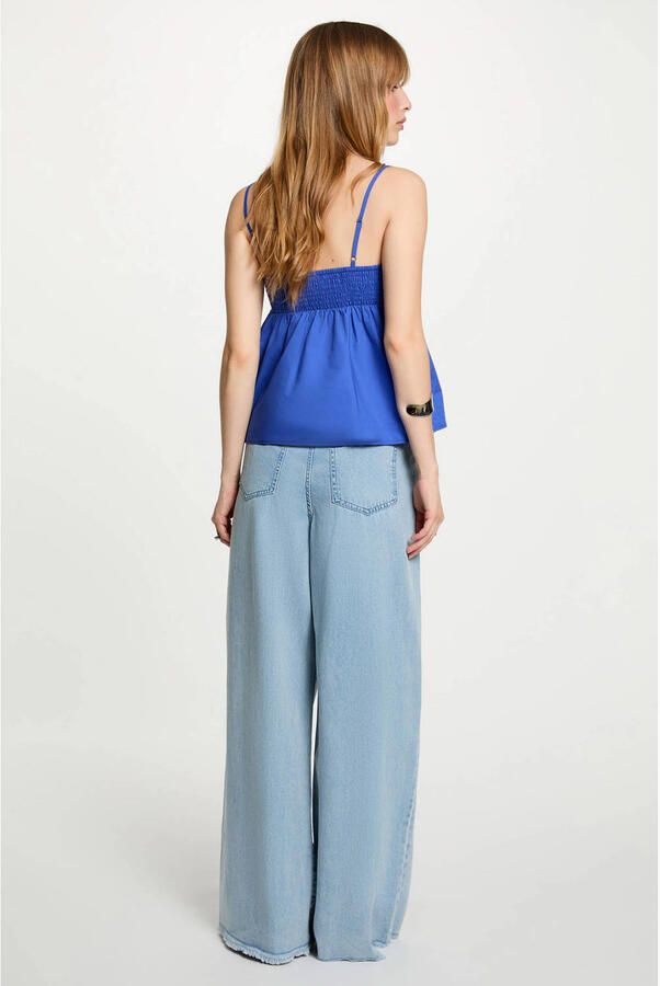 Morgan high waist wide leg jeans met ceintuur lichtblauw - Foto 2