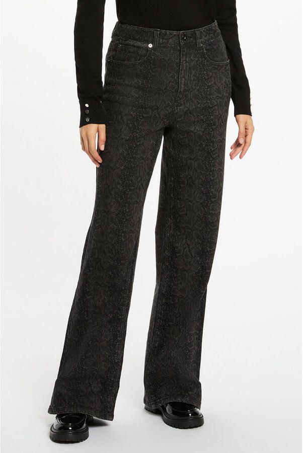 Morgan high waist wide leg jeans grijs